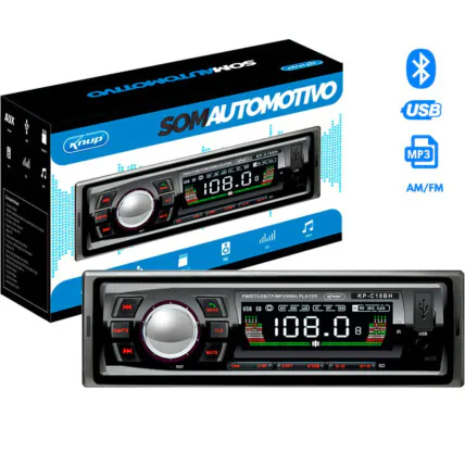 Som Automotivo Bluetooth 60W x4 MP3 Rádio AM/FM KNUP - KP-C18BH Fornecedor Atacado Caixa Fechada