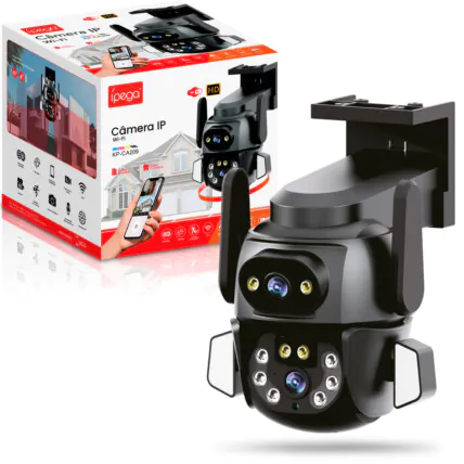 Câmera de Segurança IP Wifi 3D Full Hd 1080p com Lente Dupla 360° ÍPEGA - KP-CA209 Fornecedor Atacado Caixa Fechada