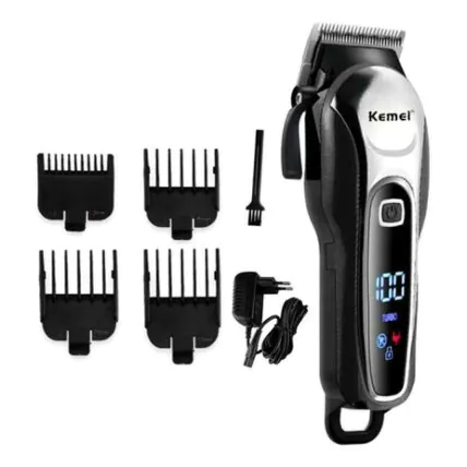 Maquina de Cortar Cabelo Com Tela de Lcd e 6 Pentes Kemei - Km-1995 Fornecedor Atacado Caixa Fechada