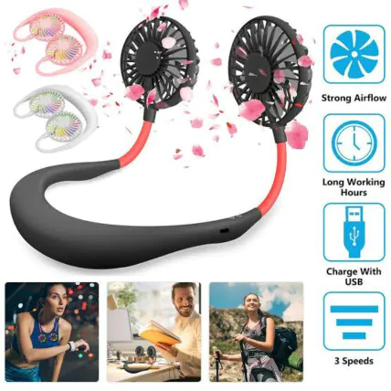 Mini Ventilador Portátil Usb De Pescoço Com LED XZ - FI0935 Fornecedor Atacado Caixa Fechada