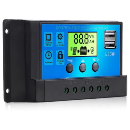 Controlador de Carga Solar LCD 10A/12V/24V Pwm com 2 Portas USB para Sistema de Energia KP-AD10A Fornecedor Atacado Caixa Fechada