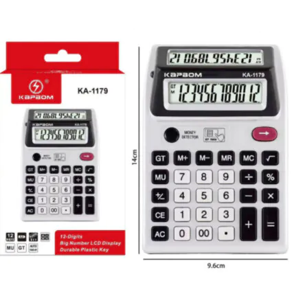Calculadora com Duplo Display 12 Dígitos para Balcão KAPBOM - KA-1179 Fornecedor Atacado Caixa Fechada