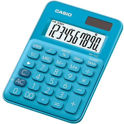 Calculadora CASIO de Mesa Mini 10 Dígitos Azul - MS-7UC-BU Fornecedor Atacado Caixa Fechada
