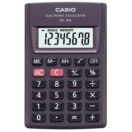 Calculadora CASIO de Bolso Portátil 8 Dígitos Preta - HL-4A PT Fornecedor Atacado Caixa Fechada