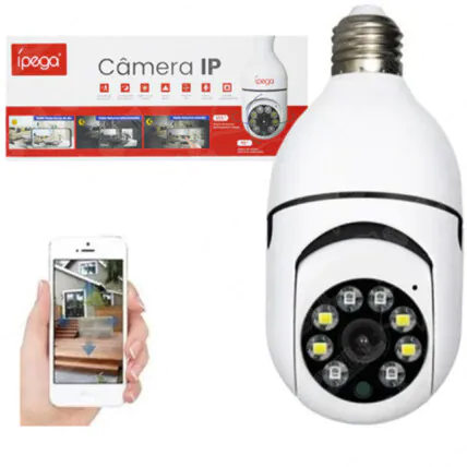 Câmera de Segurança IP 1080p Soquete E27 Rotação 355º Ípega - KP-CA187 Fornecedor Atacado Caixa Fechada