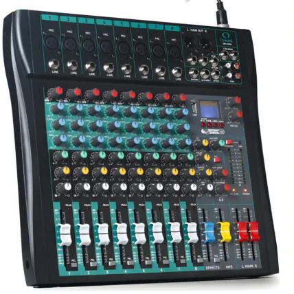 Mesa De Som 8 Canais Bluetooth Phantom Power 48v Usb Mp3 P10 127/220v Fornecedor Atacado Caixa Fechada