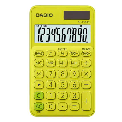 Calculadora de Bolso 10 Dígitos Casio Colorful Amarela - SL310UC AM Fornecedor Atacado Caixa Fechada