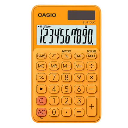 Calculadora de Bolso 10 Dígitos Casio Colorful Laranja - SL310UC LJ Fornecedor Atacado Caixa Fechada