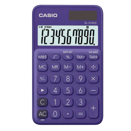 Calculadora de Bolso 10 Dígitos Casio Colorful Roxa - SL310UC RX Fornecedor Atacado Caixa Fechada