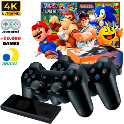 Game Stick 4K 64 Gb Retro com 2 Controles Sem Fio INOVA - CON-11258 Fornecedor Atacado Caixa Fechada