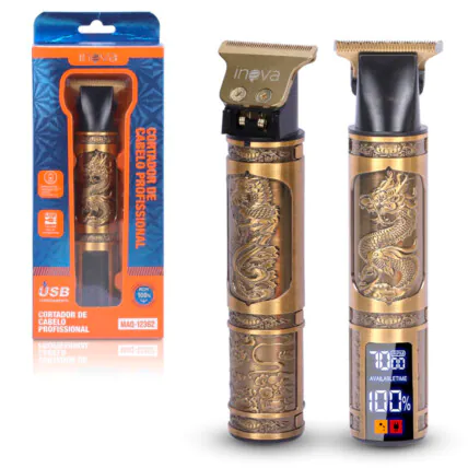 Maquina de Cortar Cabelo e Barba Recarregável Usb Dragão INOVA - MAQ-12362 Fornecedor Atacado Caixa Fechada