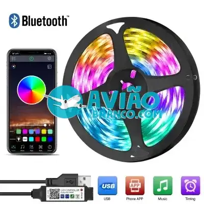 Fita Led Smart Led 5050 RGB Colorida P/ TV e Monitor 5 metros Bluethooth Fornecedor Atacado Caixa Fechada