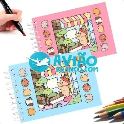 Livro de Colorir Caderno de Pintura Espiral Grande A4 com Desenhos Fornecedor Atacado Caixa Fechada