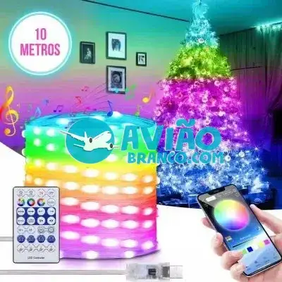 Cordão de LED RGB Decoração Controle Aplicativo Bluetooth – 10 Metros Fornecedor Atacado Caixa Fechada
