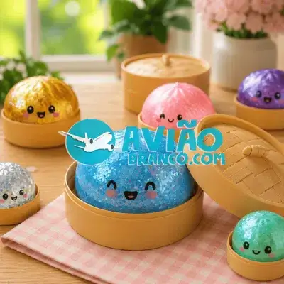 Brinquedo Antiestresse Squishy em Formato de Pãozinho com Glitter Fornecedor Atacado Caixa Fechada