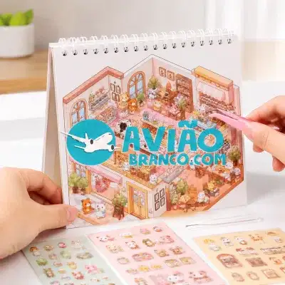 Caderno Interativo de Adesivos 3D com 8 Cenários e Pinça Fornecedor Atacado Caixa Fechada