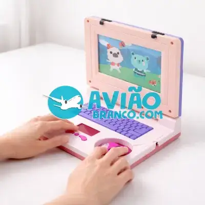Notebook Infantil Musical Interativo com Luz e Teclado Educativo Rosa Fornecedor Atacado Caixa Fechada