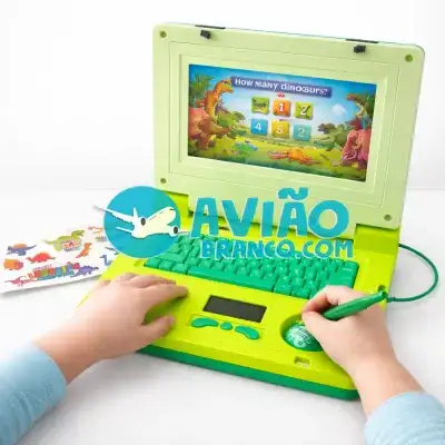 Laptop Notebook Infantil Interativo Musical com Luz e Som Dinossauro Fornecedor Atacado Caixa Fechada
