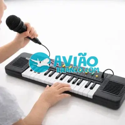 Teclado Com Microfone Karaokê Musical Infantil Preto Fornecedor Atacado Caixa Fechada