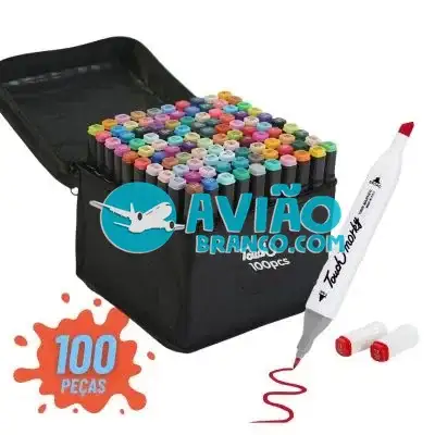 Kit De Canetas Marcador Permanente Ponta Dupla – 100 Cores Fornecedor Atacado Caixa Fechada