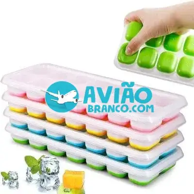 Forma de Gelo Cubo com Tampa Rígida e Flexível Fundo Silicone Fornecedor Atacado Caixa Fechada