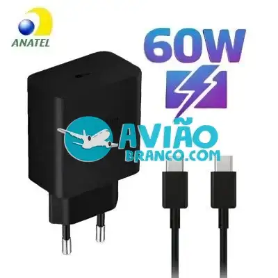 Carregador Fonte com Cabo USB-C Para iPhone e Android – 60W Fornecedor Atacado Caixa Fechada