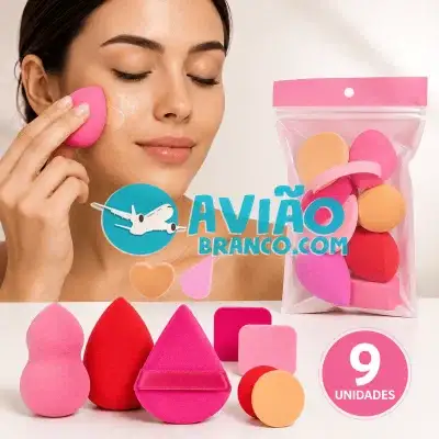 Kit com 9 Esponjas para Maquiagem Fornecedor Atacado Caixa Fechada