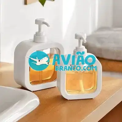 Porta Sabonete Liquido Minimalista 300ml – Branco Fornecedor Atacado Caixa Fechada