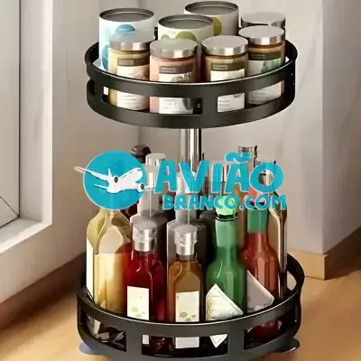 Organizador Porta Condimentos E Objetos Giratório 2 Andares Fornecedor Atacado Caixa Fechada