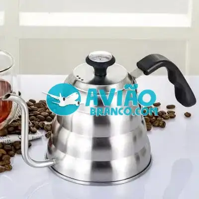 Chaleira Aço Inox Bico De Ganso Com Termômetro 1000ML Fornecedor Atacado Caixa Fechada