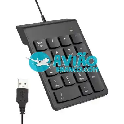 Teclado Numérico com Fio USB 18 Teclas Portátil Preto Fornecedor Atacado Caixa Fechada