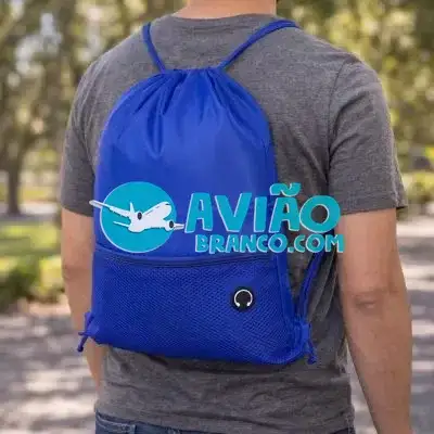 Mochila Saco em Poliéster Resistente com Bolso Zíper Fornecedor Atacado Caixa Fechada