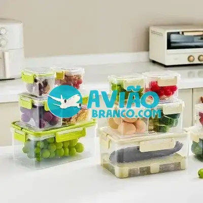 Kit com 5 Potes de Plástico com Tampa e Cesto Fornecedor Atacado Caixa Fechada