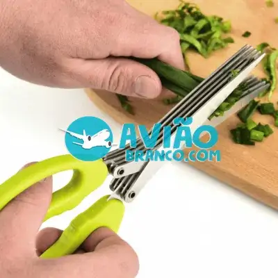 Tesoura de Cozinha 5 Lâminas para Cortar Temperos e Ervas Fornecedor Atacado Caixa Fechada