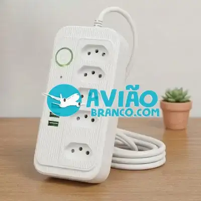 Extensão Régua Elétrica 5 Tomadas 3 USB 1 USB-C Fornecedor Atacado Caixa Fechada