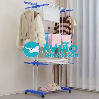 Varal de Roupas 3 Andares Dobrável Portátil Vertical de Chão Fornecedor Atacado Caixa Fechada