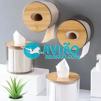 Porta Papel Higiênico Luxo Transparente Com Tampa De Bambu Fornecedor Atacado Caixa Fechada