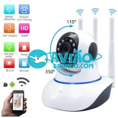 Câmera IP Wifi Wireless Sem Fio Hd 3 Antenas com Visão Noturna – Com Anatel e App Yoosee Fornecedor Atacado Caixa Fechada