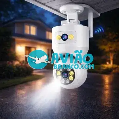 Câmera De Monitoramento WI-FI Lente Dupla Visão Noturna Interna e Externa Fornecedor Atacado Caixa Fechada