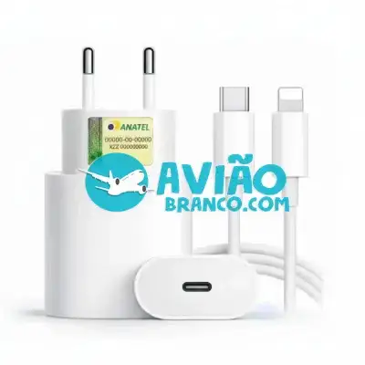 Cabo Carregador + Fonte Compatível iPhone SE X Xr 11 12 13pro Usb-c 20w Fornecedor Atacado Caixa Fechada