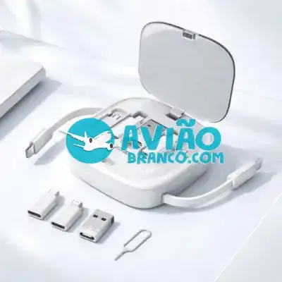 Cabo Adaptador 6 em 1 Tipo-C para USB-A, USB-C e Smartphones 1 Metro Fornecedor Atacado Caixa Fechada