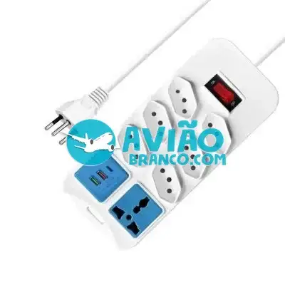 Extensão Tomada Filtro De Linha Com 6 Tomadas USB Tipo-C Entrada Universal Fornecedor Atacado Caixa Fechada