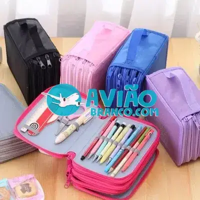 Estojo Escolar Grande Com 4 Divisórias Organizador Caneta Lápis Fornecedor Atacado Caixa Fechada