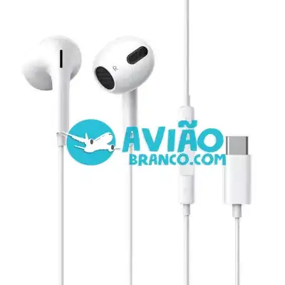 Fone de Ouvido com Microfone Type-C Branco Fornecedor Atacado Caixa Fechada