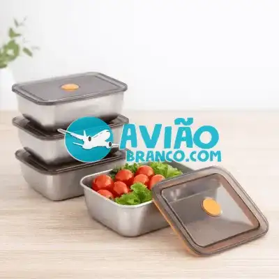 Conjuntos Potes Herméticos Aço Inoxidável com Tampa – Kit 4 Fornecedor Atacado Caixa Fechada
