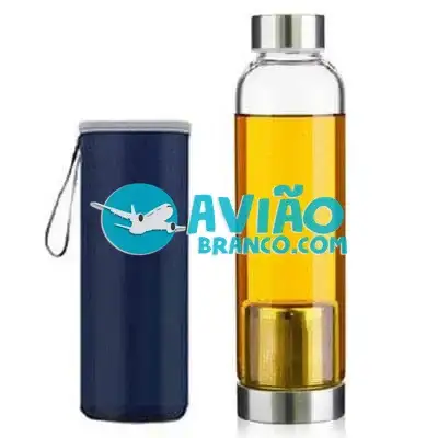 Squeeze Garrafa De Vidro Infusor Inox Neoprene 550ml Fornecedor Atacado Caixa Fechada
