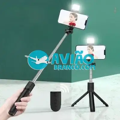 Bastão de Selfie Bluetooth Sem Fio Tripé Com Luz LED Fornecedor Atacado Caixa Fechada