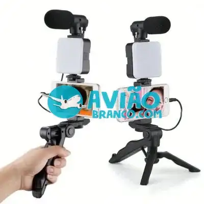 Kit Gravação 4 Em 1 Com Controle Remoto Suporte Celular LED E Microfone Fornecedor Atacado Caixa Fechada