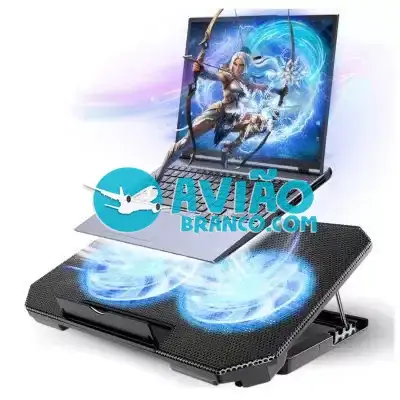 Base Notebook Cooler 2 Ventoinhas Ajustavel com Led Fornecedor Atacado Caixa Fechada