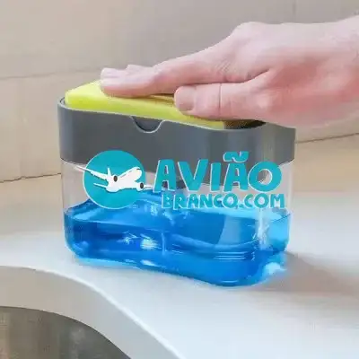 Dispenser Detergente 2 em 1 Esponja Limpeza Louça Dosador Fornecedor Atacado Caixa Fechada